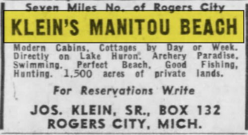 Kleins Mainitou Beach Motel - May 1955 Ad (newer photo)